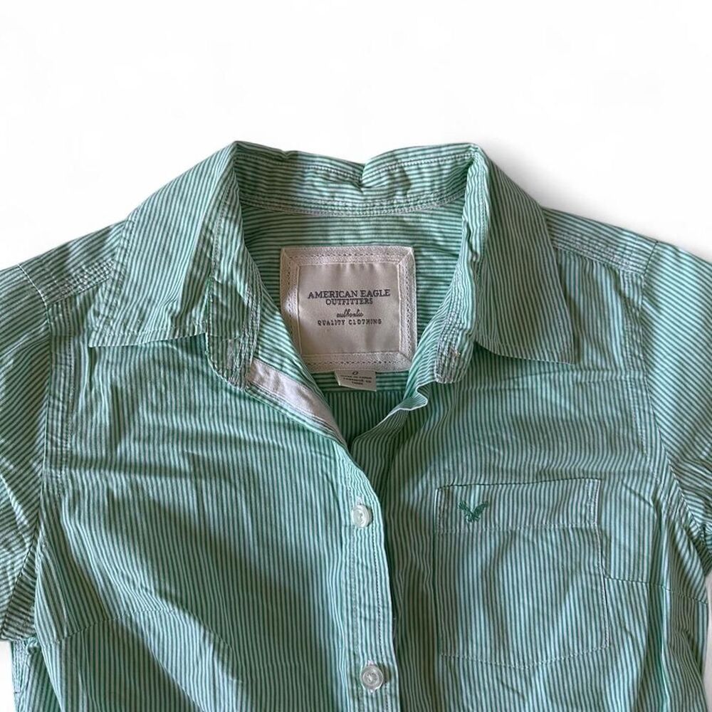 Green Y2K Vintage American Eagle Button Up